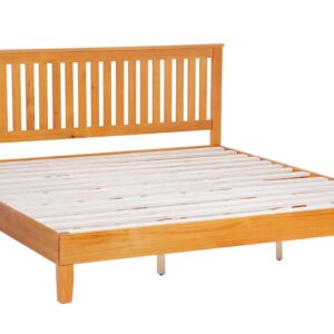 MKDLUFEI Wooden Bed Frame, King Headboard and Frame with Complete Headboard, Wood Bed Frame with 14 Strong Wooden Slats, Wood Platform Bed, No Box Spring Needed, King Bed Frame Wood, King - Natural