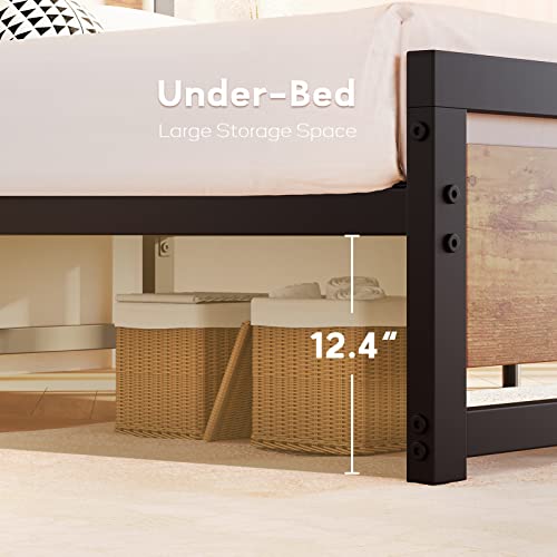 GAOMON King Size Bed Frame Platform with Headboard, Industrial King Bed Platform Frame with Heavy Duty Steel Slat, No Box Spring Needed Easy to Assemble 14 inch Wooden Bedframe - King