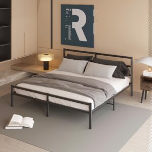 usiin king metal platform bed frame with headboard - sturdy metal frame, sturdy, and noise-free sleep solution