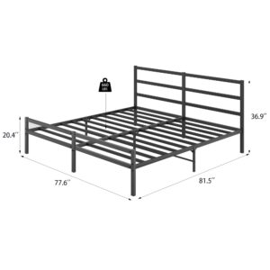 USIIN King Metal Platform Bed Frame with Headboard - Sturdy Metal Frame, Sturdy, and Noise-Free Sleep Solution