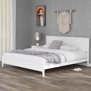 FTOPBTB King Size Solid Wood Platform Bed Frame with Modern Style Headboard/Footboard