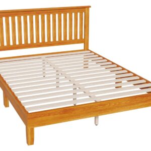 Solid Wood Bed Frame with Headboard, Bed Frame Wooden Platform Mattress Foundation Bed Frames with Storage, Wooden Slats Support, No Box Spring Needed, Under Bed Storage, Easy Assembly, Natural