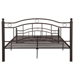 FTOPBTB King Size Metal Platform Bed Frame with Victorian Rustic Style Headboard and Footboard, Ample Under-Bed Storage, Heavy Duty Steel Slat Support, No Box Spring Needed (Black, King)