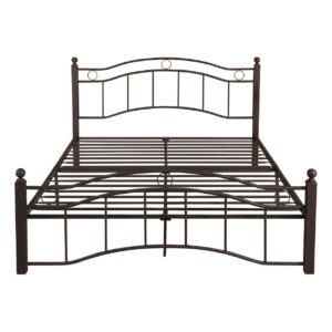 FTOPBTB King Size Metal Platform Bed Frame with Victorian Rustic Style Headboard and Footboard, Ample Under-Bed Storage, Heavy Duty Steel Slat Support, No Box Spring Needed (Black, King)