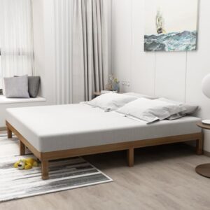 Bed Frame King Size Solid Wood Platform Bed No Box Spring Needed Stylish Design Provides Maximum Support and Comfort for a Great Night's Sleep,No Mattress