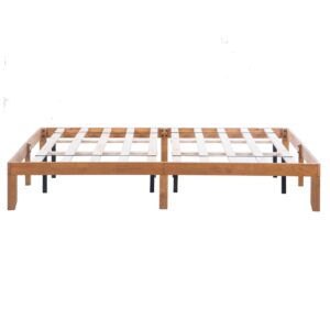 Bed Frame King Size Solid Wood Platform Bed No Box Spring Needed Stylish Design Provides Maximum Support and Comfort for a Great Night's Sleep,No Mattress