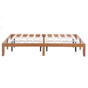 Dolonm Solid Wood Platform Bed No Box Spring Needed, Strong Wood Slat Support, 12 Inch Wooden Bed Frame King Size Natural Pine