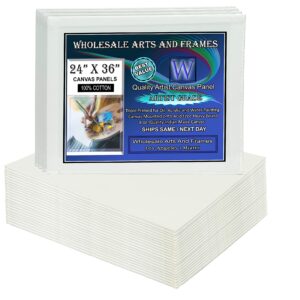 White Canvas Panels 24x36 12 Pack Professional Cotton Artist Quality Acid Free Primed Canvas Boards for Acrylic, Oil and Wet or Dry Art Media for Crafts and Projects by WholesaleArtsFrames-com