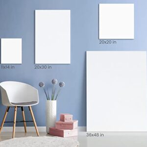 ARTEZA Stretched Canvas, 24 x 30 Inches, Pack of 6, Blank White Large Canvas Boards for Acrylic, Oil and Gouache Painting