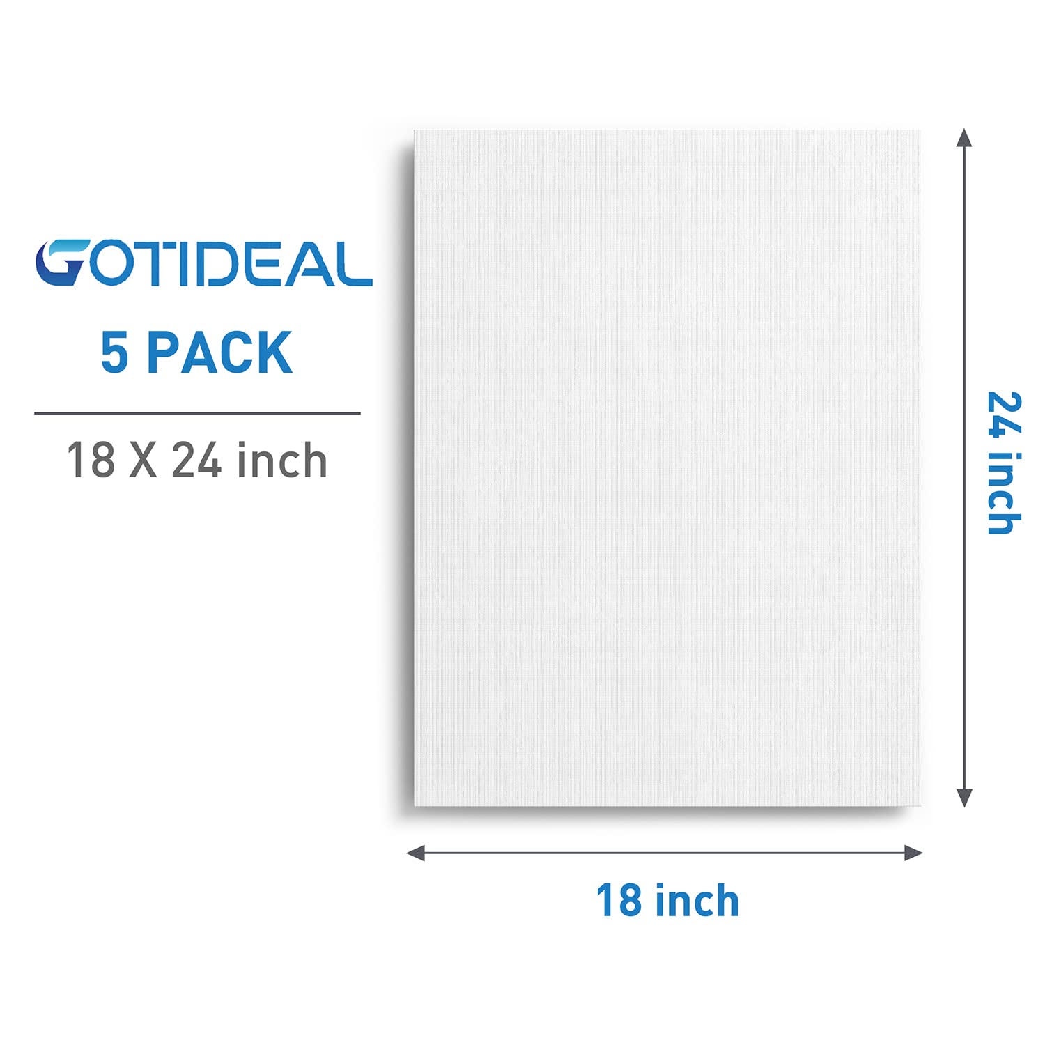 GOTIDEAL Canvases for Painting, 18x24 inch of 5 Pack, Professional Primed White Blank Flat Canvas - 100% Cotton Artist Canvas Boards for Acrylics Painting, Oil,Tempera