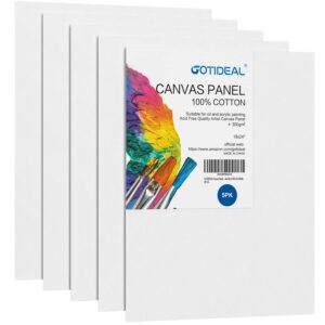 GOTIDEAL Canvases for Painting, 18x24 inch of 5 Pack, Professional Primed White Blank Flat Canvas - 100% Cotton Artist Canvas Boards for Acrylics Painting, Oil,Tempera