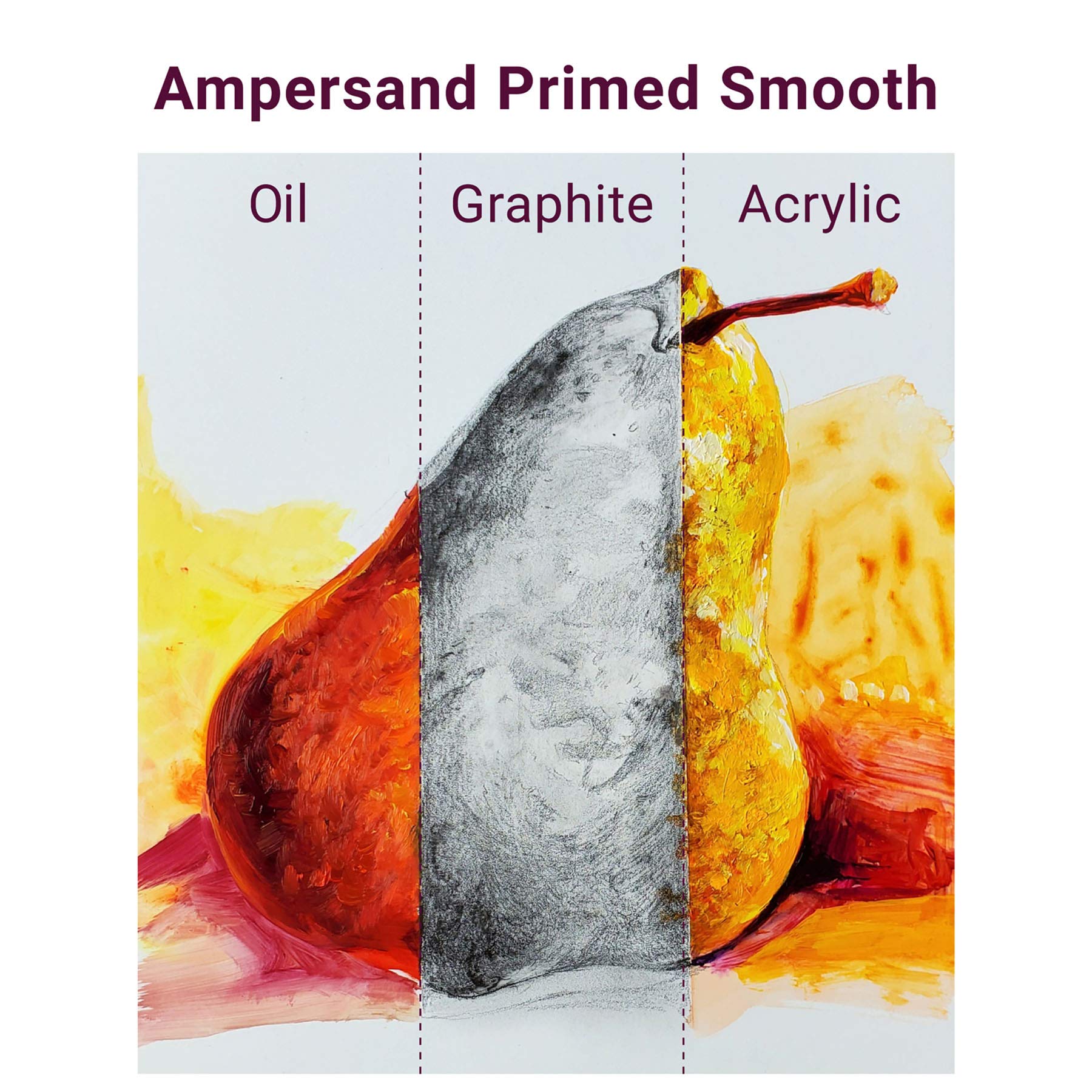 Ampersand Art Supply Wood Gesso Artist Painting Panel: Primed Smooth, 18" x 24", 1/8" Flat Profile