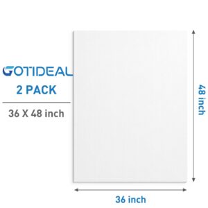 GOTIDEAL Stretched Canvases for Painting, 36x48" Inch Set of 2, Primed White - 100% Cotton Blank Art Large Canvas Boards for Painting for Acrylic Pouring, Oil Paint Dry & Wet Art Media