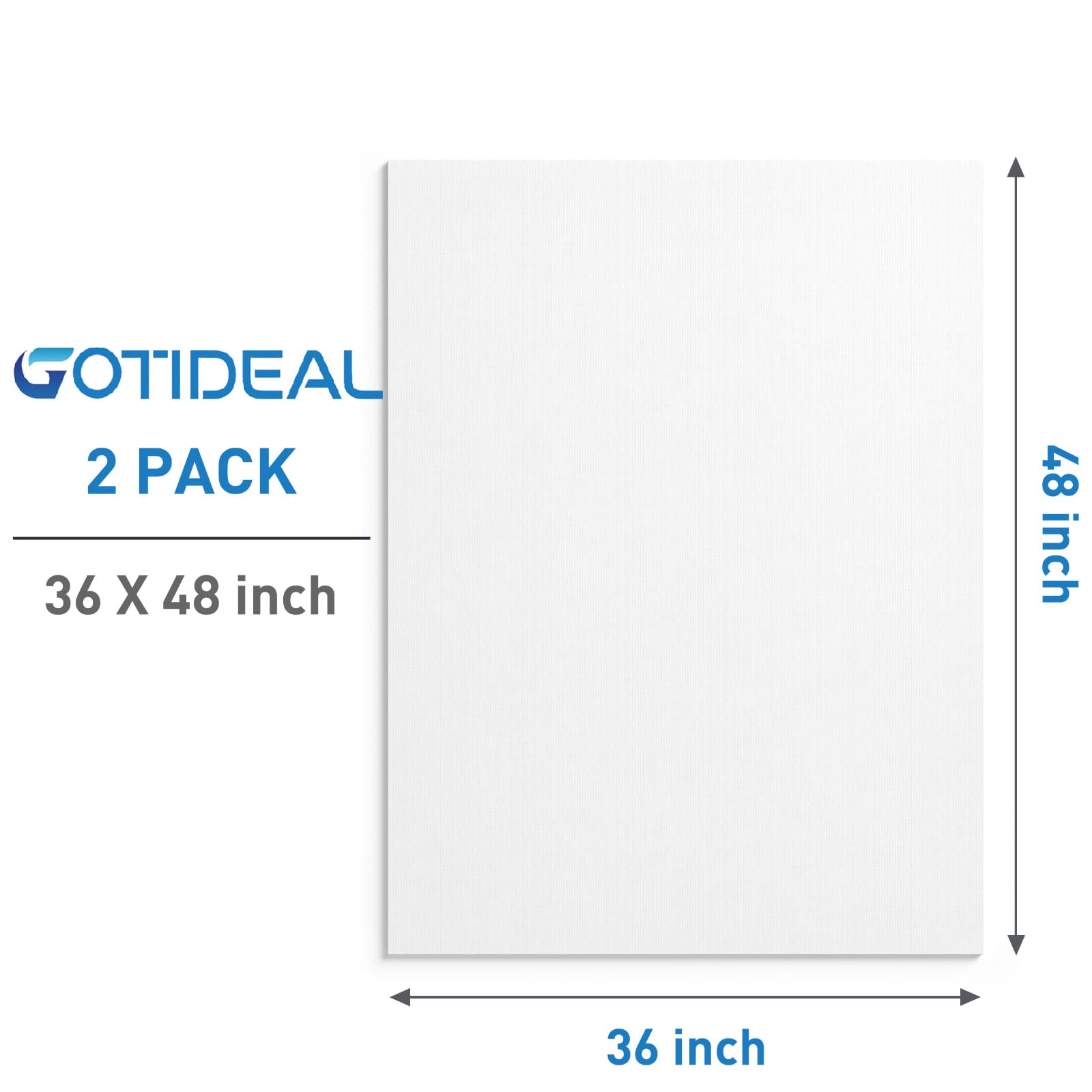 GOTIDEAL Stretched Canvases for Painting, 36x48" Inch Set of 2, Primed White - 100% Cotton Blank Art Large Canvas Boards for Painting for Acrylic Pouring, Oil Paint Dry & Wet Art Media