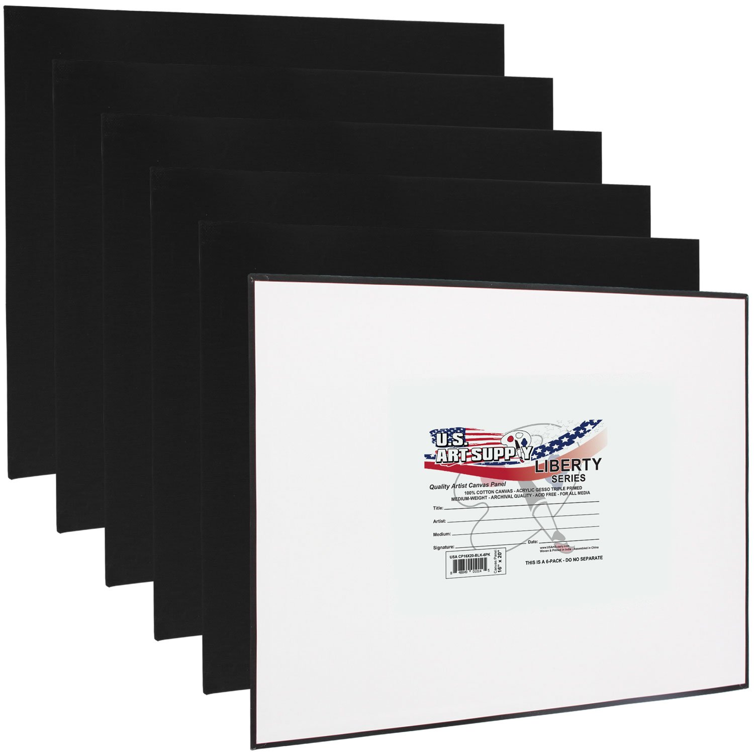 US Art Supply 16 X 20 inch Black Professional Artist Quality Acid Free Canvas Panel Boards 6-Pack (1 Full Case of 6 Single Canvas Panel Boards)