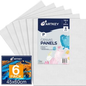 Canvas Panels 18x24 Inch 6-Pack, 10 oz Primed 100% Cotton Large Canvases for Painting, White Blank Flat Canvas Boards for Oil Acrylics Watercolor & Tempera Paints