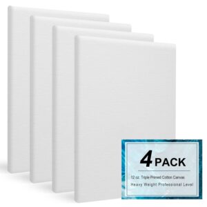 PHOENIX Extra Large Blank Canvas 24x36 Inch - 4 Pack 100% Cotton 12 oz. Triple Primed Pre Gessoed White Stretched Canvases for Painting - Ready to Paint Art Paint Canvases for Oil & Acrylic Paints