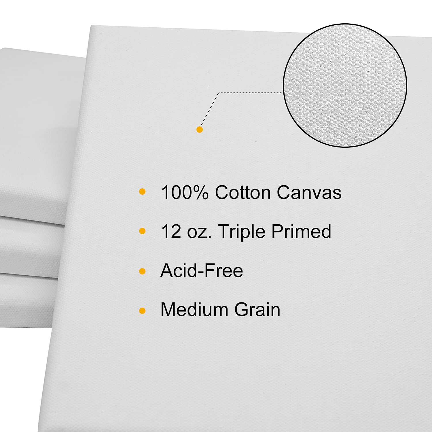 PHOENIX Extra Large Blank Canvas 24x36 Inch - 4 Pack 100% Cotton 12 oz. Triple Primed Pre Gessoed White Stretched Canvases for Painting - Ready to Paint Art Paint Canvases for Oil & Acrylic Paints