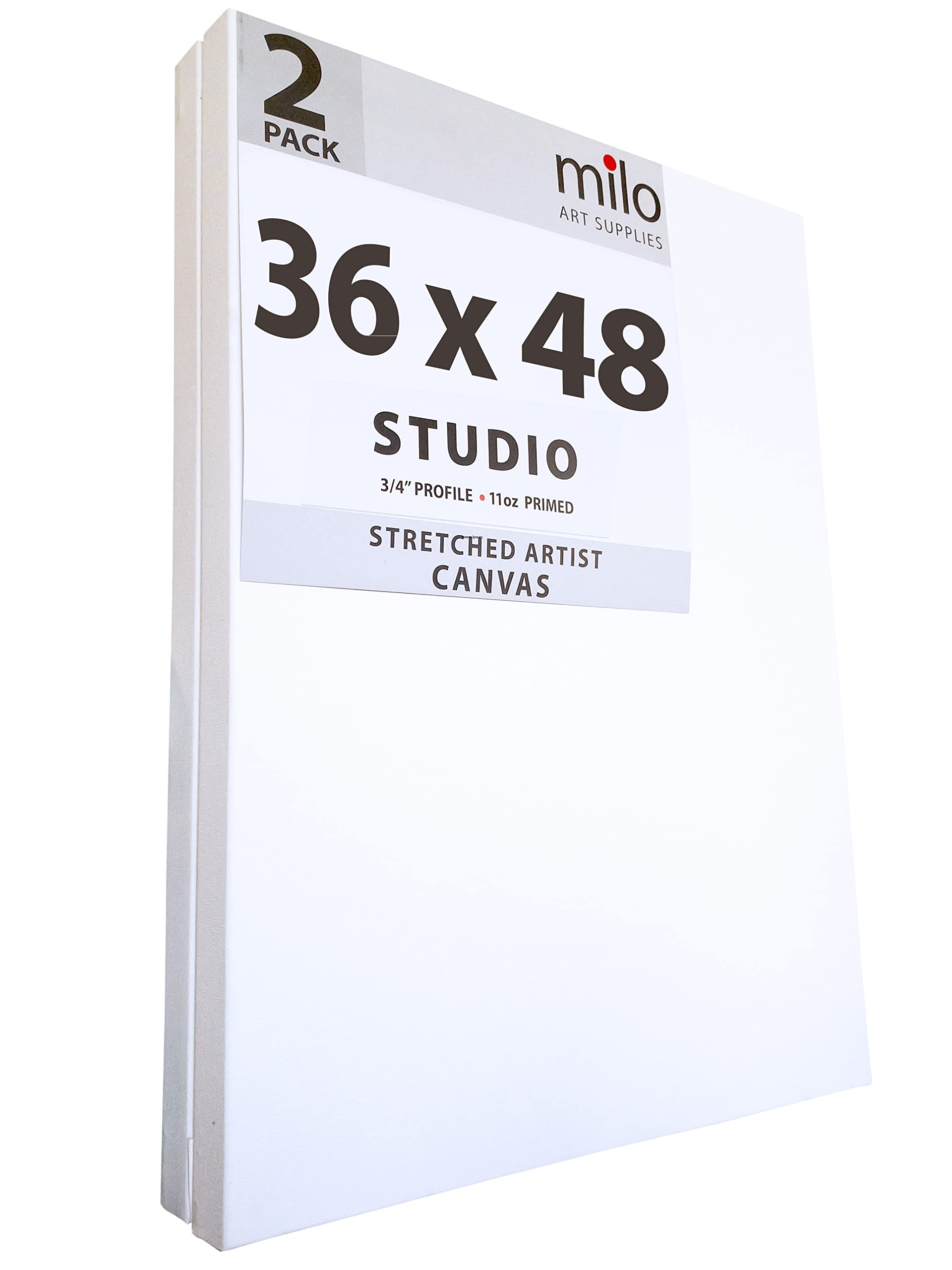 milo Pro Stretched Artist Canvas | 36x48 inch | Pack of 2 | 3/4” inch Thick Studio Profile | Ready to Paint 11 oz Primed Heavy Duty Large Canvas Art Supplies for Painting