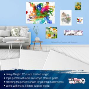 U.S. Art Supply 24 x 48 inch Stretched Canvas 12-Ounce Primed 3-Pack - Professional White Blank 3/4" Profile Heavy-Weight Gesso Acid Free Bulk Pack - Painting, Acrylic Pouring, Oil Paint