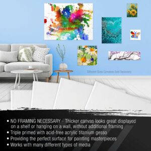 U.S. Art Supply 24" x 48" Gallery Depth 1-1/2" Profile Stretched Canvas 2-Pack - Acrylic Gesso Triple Primed 12-Ounce 100% Cotton Acid-Free Back Stapled Pouring Art