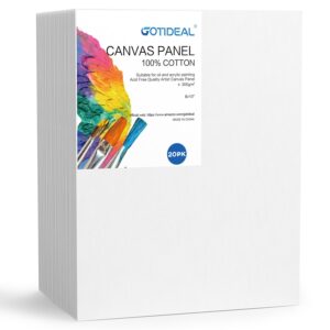 GOTIDEAL Bulk Canvases for Painting, 11x14 inch Value Pack of 20, Gesso Primed White Blank Canvas Boards - 100% Cotton Art Supplies Canvas Panel for Acrylic Paint, Pouring, Oil Paint, Gouache