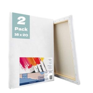 artskills stretched canvases for painting, 16x20 canvas painting supplies for artists, blank canvas pack, 2-pack
