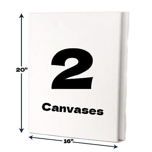 ArtSkills Stretched Canvases for Painting, 16x20 Canvas Painting Supplies for Artists, Blank Canvas Pack, 2-Pack