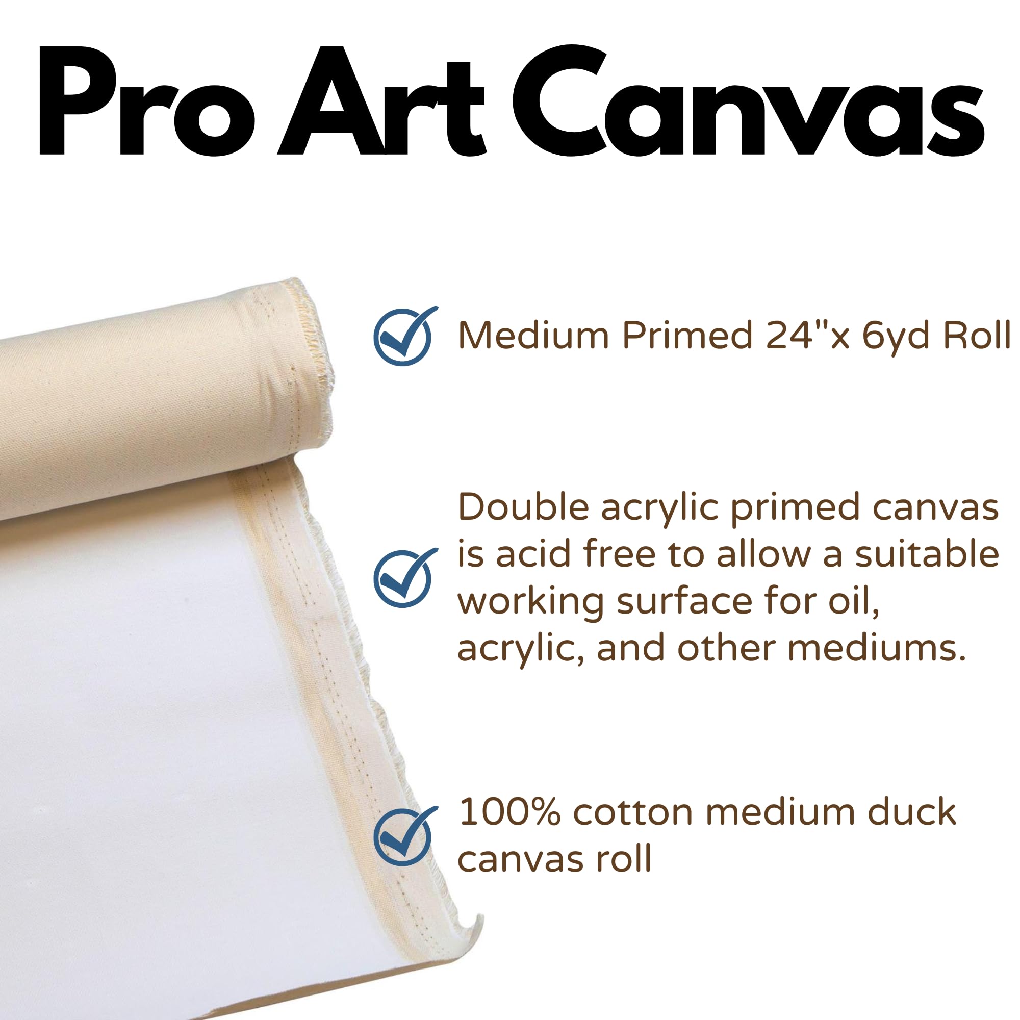 Pro Art Primed Canvas, 24-inch x 6-Yard Roll, White