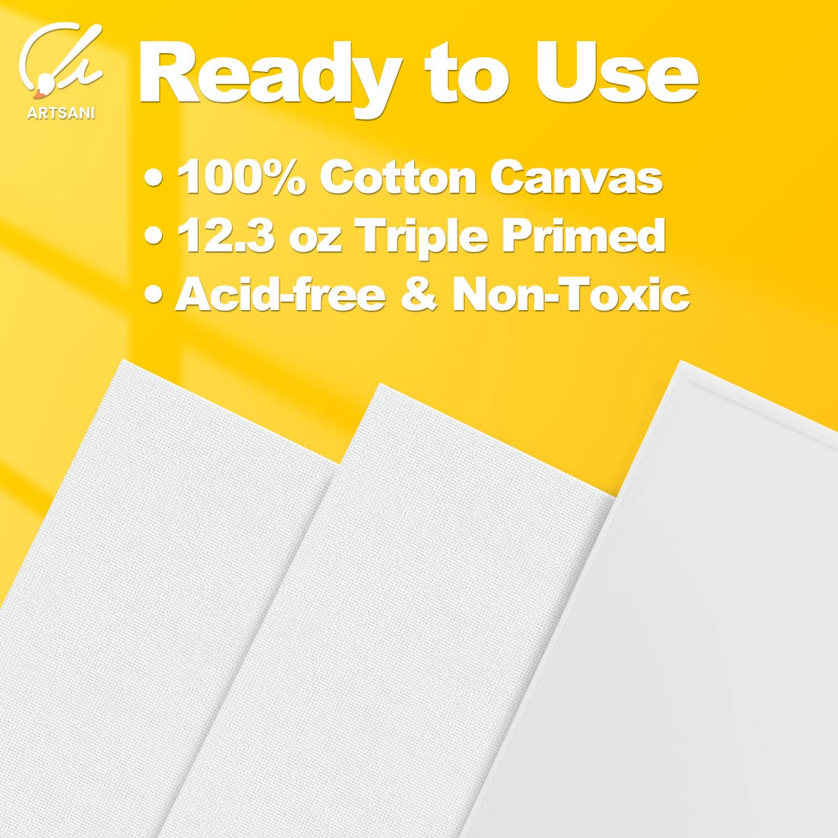 Canvas Panels, 100% Cotton 12.3 oz Triple Primed Canvases for Painting, Acid-Free Flat Thin Canvas Large Blank Art Canvas Boards for Acrylic Oil Watercolor Gouache Painting (White, 18"x24"(6-Pack))