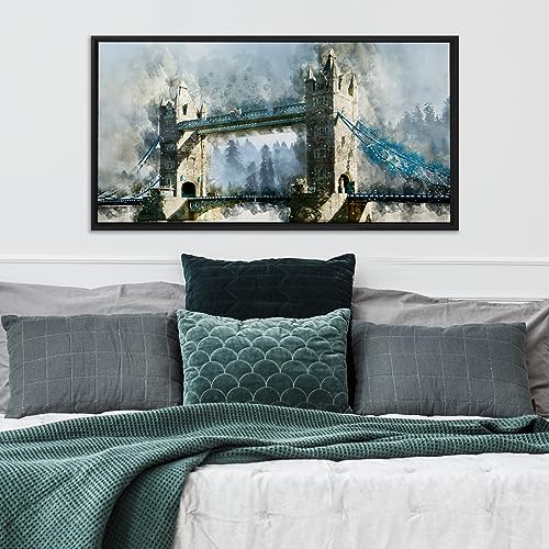 PIXY CANVAS Value Pack of 24x36 Stretched Canvas 3/4 (0.75) inch deep and Floater Frame for Your Paintings/Artwork/Wall Art/Wall Decor (Black, 24 x 36 inch, Landscape)