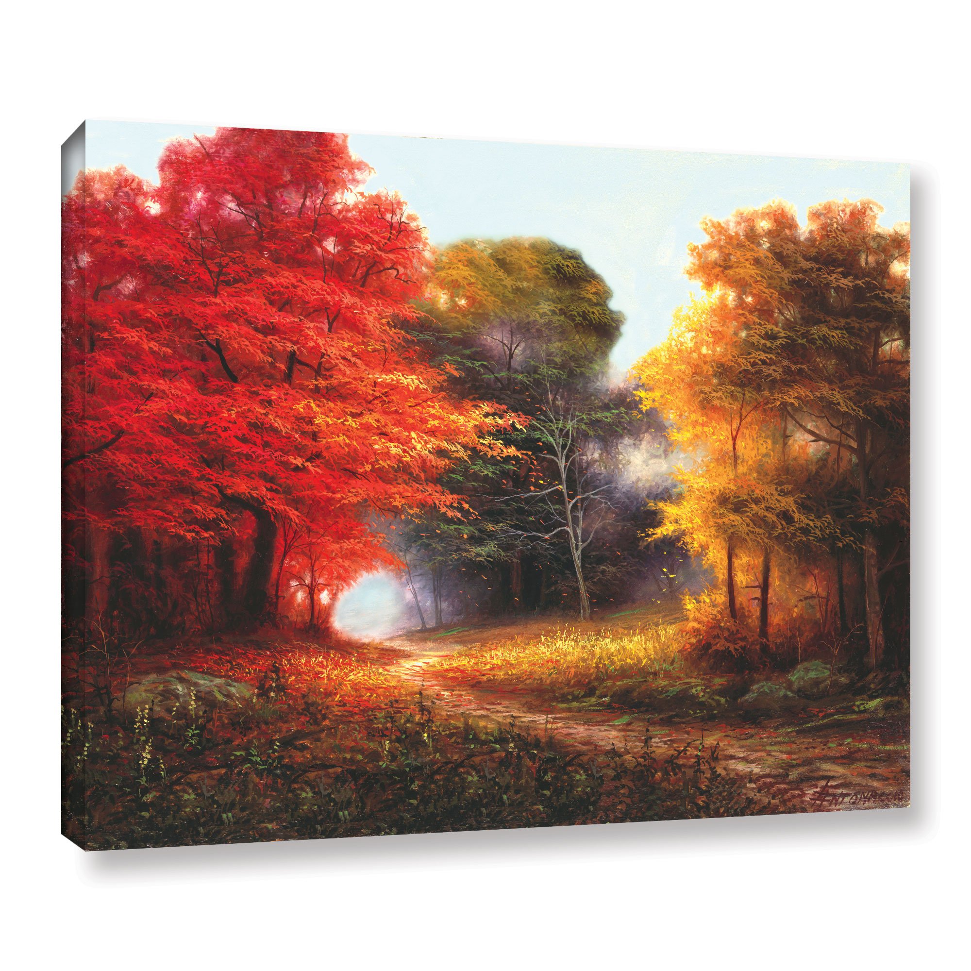 Egidio Antonaccio ''Autumn Breeze'' 3 Piece Floater Framed Canvas Set, 24X36