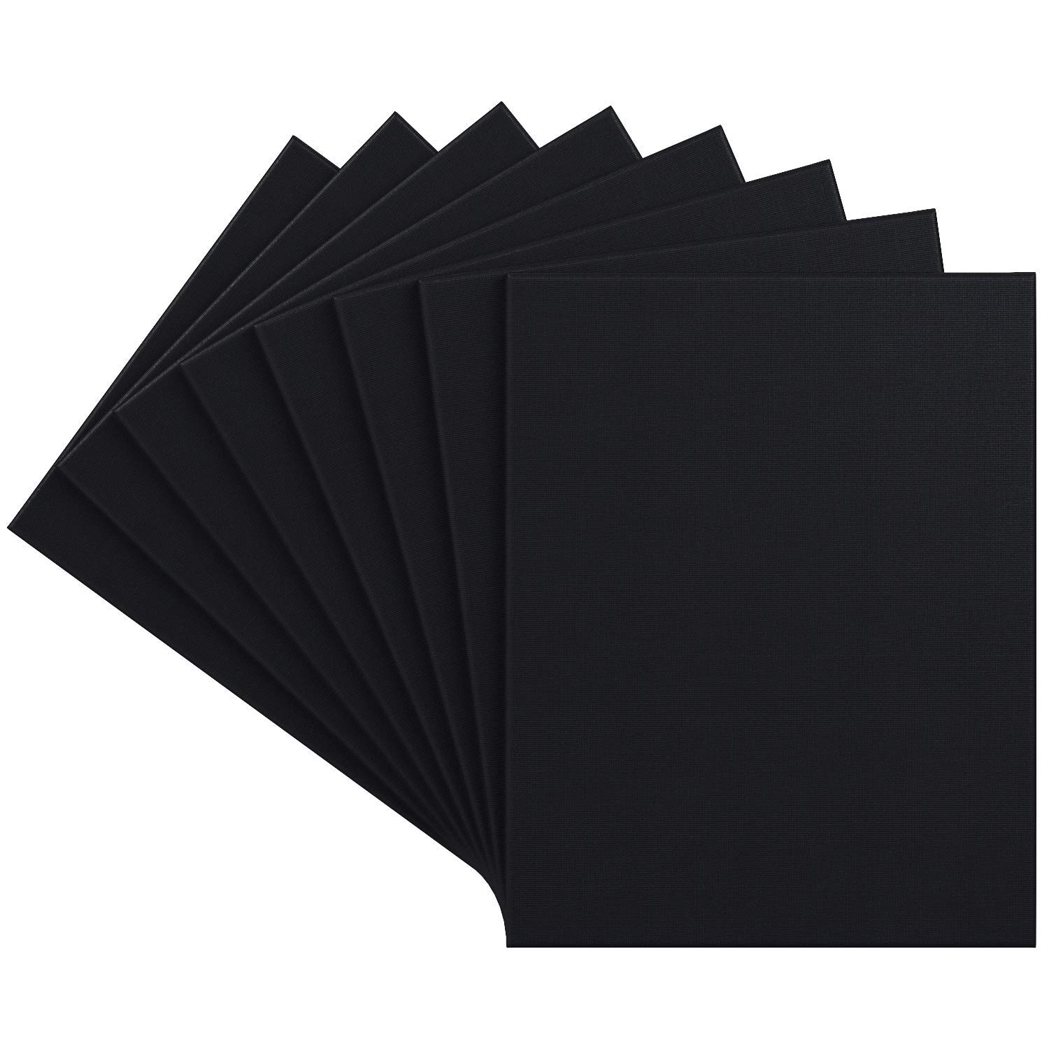 Arteza Paint Canvases for Painting, Pack of 8, 11 x 14 Inches, Blank Black Canvas Bulk, 100% Cotton Stretched Canvas, 8 oz Gesso-Primed, Art Supplies for Adults, for Acrylic Pouring and Oil Painting