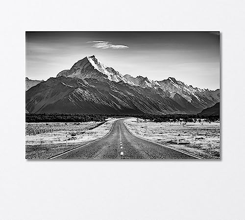 Road Leading Towards a Large Snow Capped Mountain Canvas Print 3 Panels / 36x24 inches