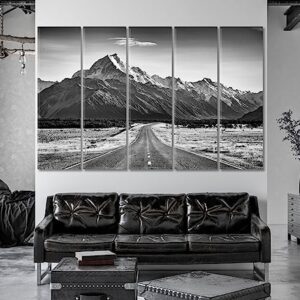 Road Leading Towards a Large Snow Capped Mountain Canvas Print 3 Panels / 36x24 inches