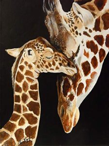 buyartforless giraffes first kiss by ed capeau 36x24 art painting reproduction canvas, brown