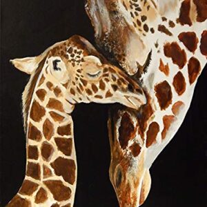 buyartforless Giraffes First Kiss by Ed Capeau 36x24 Art Painting Reproduction Canvas, Brown