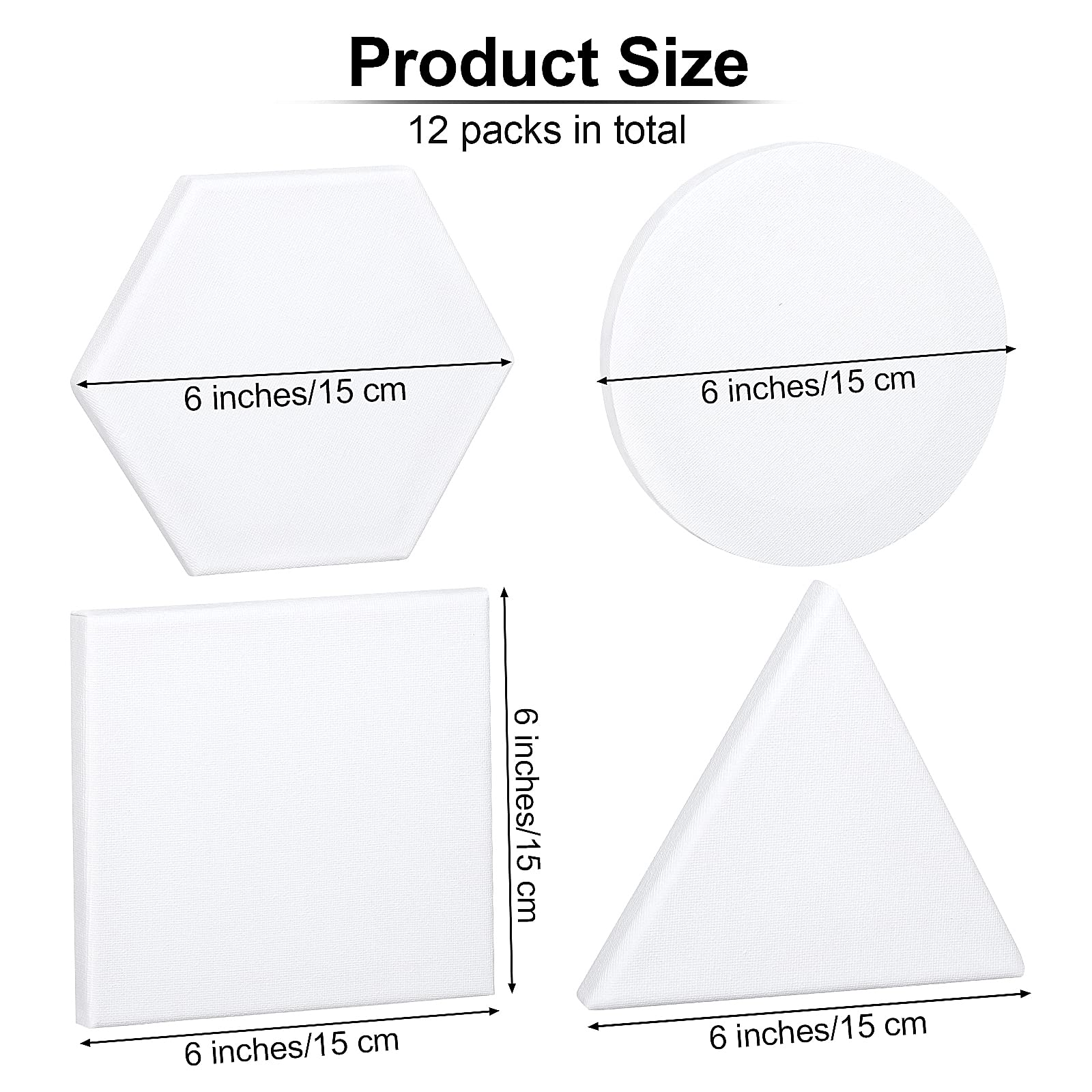 Aodaer 12 Pieces Stretched Canvas Blank Painting Canvas 6 Inch Panel Artist White Canvas Boards Triangle Square Hexagon Round Shape Canvas Frame for Acrylic Pouring Oil Painting