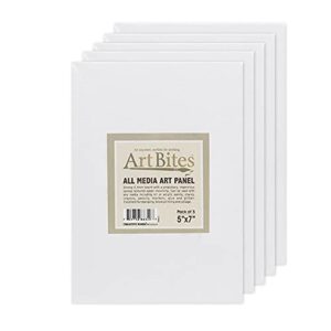 Creative Mark ArtBites Canvas Textured Boards 5-Pack - 2.3mm Stock Board Mounted Mini Canvases for Painting, Sketching, Printing & More! - 5x7