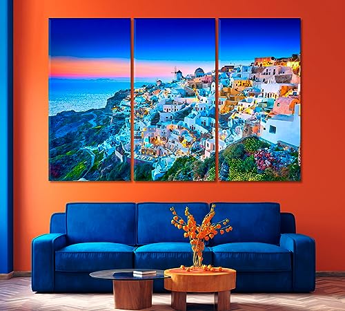 Fira Town on Santorini Island Greece Canvas Print 1 Panel / 36x24 inches