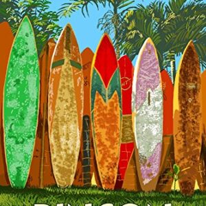 Lantern Press Rincon, Puerto Rico, Surfboard Fence, (24x36 Wrapped Canvas, Wall Decor, Artwork)