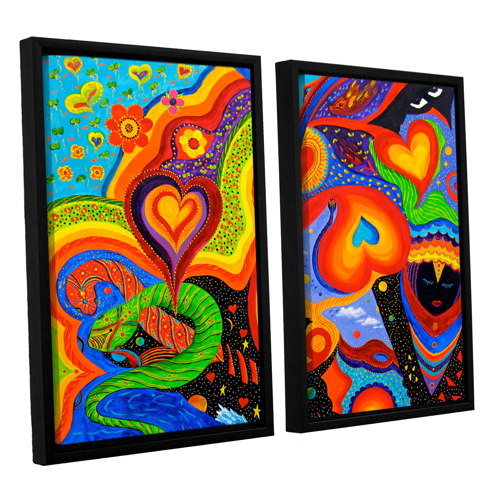 ArtWall 2 Piece Marina Petro's Hearts Floater Framed Canvas Artwork, 24" x 36"