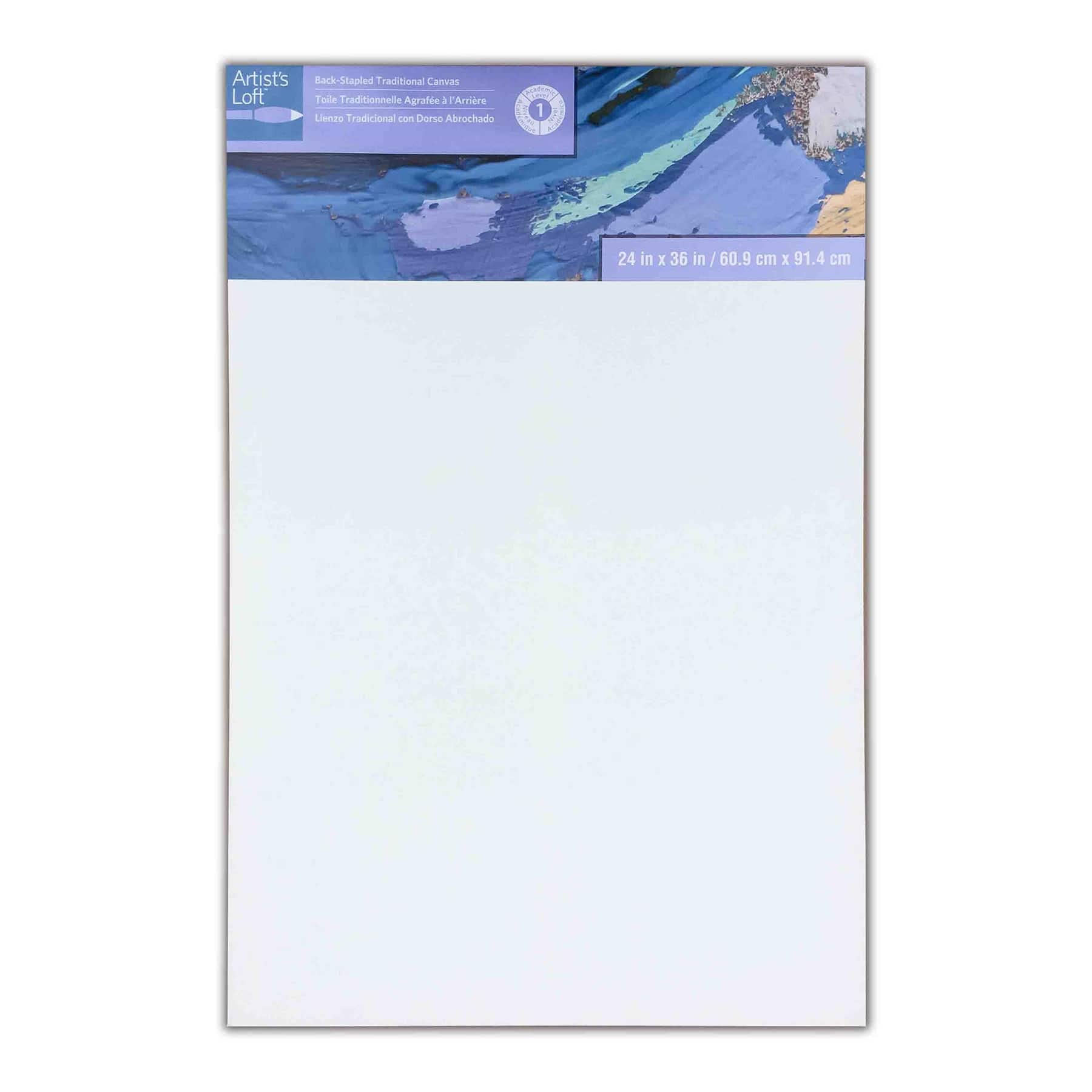 24" x 36" Level 1 Back Stapled Traditional Canvas by Artist's Loft - Acid Free Cotton Canvas for Paint, Acrylic, & Oils - Bulk 6 Packs