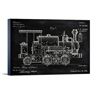 Lantern Press Blackboard Patent, Locomotive, (24x36 Wrapped Canvas, Wall Decor, Artwork)