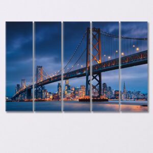 Downtown San Francisco with Oakland Bridge USA Canvas Print 1 Panel / 36x24 inches