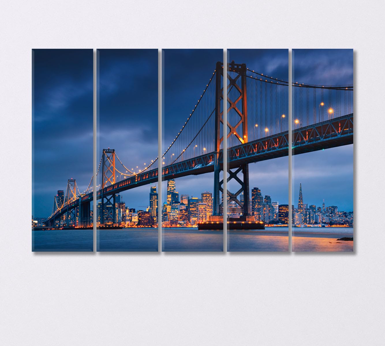 Downtown San Francisco with Oakland Bridge USA Canvas Print 1 Panel / 36x24 inches