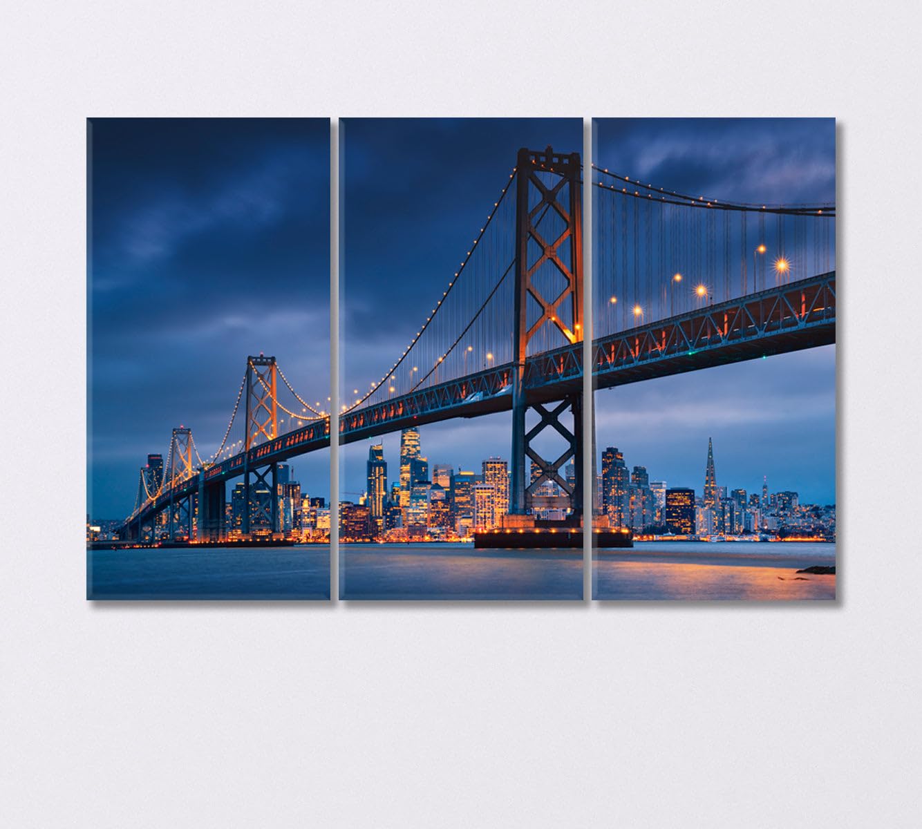 Downtown San Francisco with Oakland Bridge USA Canvas Print 1 Panel / 36x24 inches