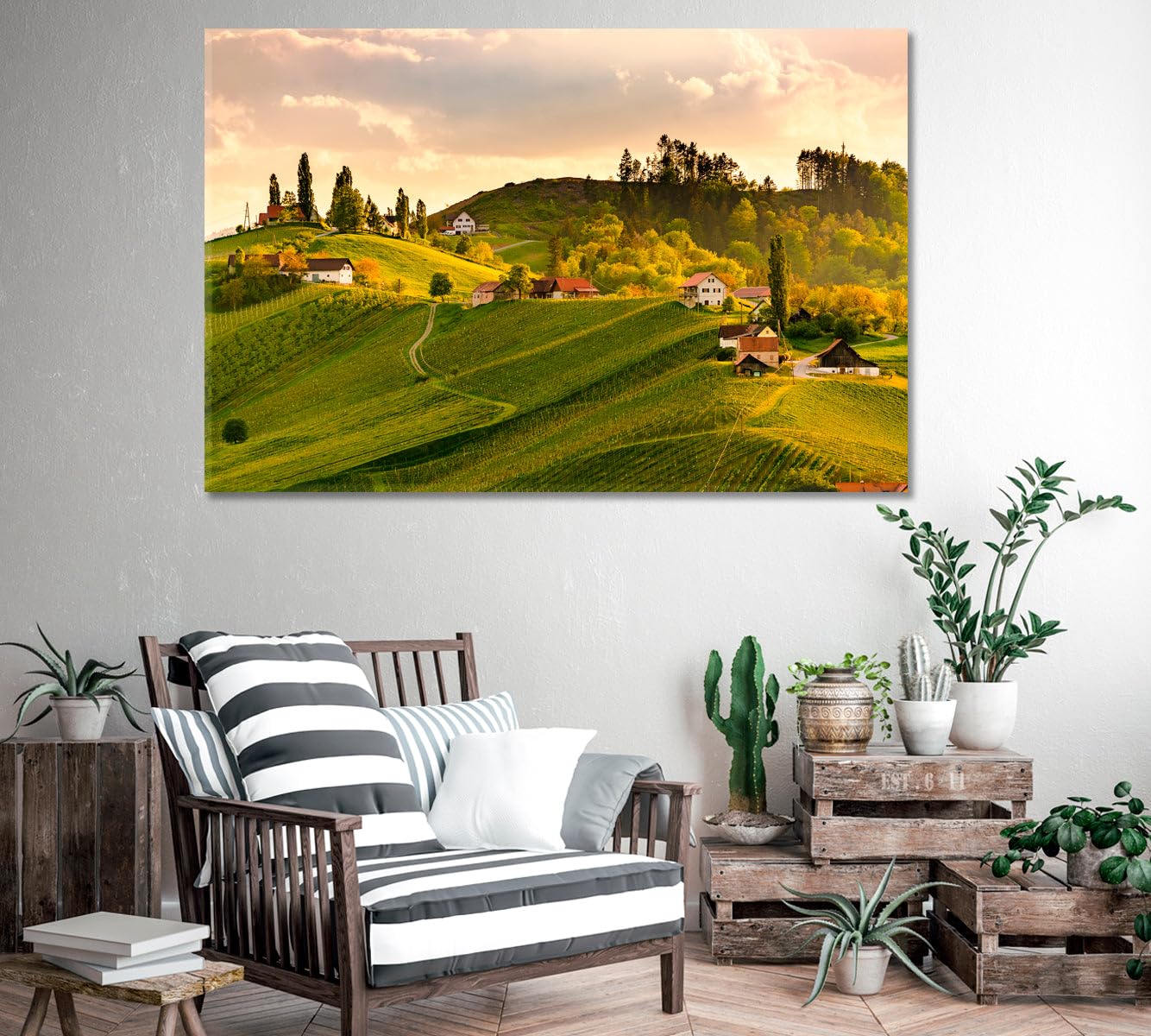 Vineyard Landscape South Styria Austria Canvas Print 1 Panel / 36x24 inches