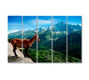 mountain goat looks at landscape canvas print 5 panels / 36x24 inches