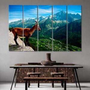 Mountain Goat Looks at Landscape Canvas Print 5 Panels / 36x24 inches